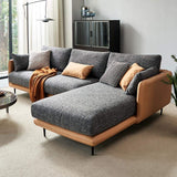 111.4" Modern Gray & Orange Sectional Sofa Loveseat with Chaise-Furniture,Living Room Furniture,Sectionals
