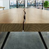 70.9" Natural Farmhouse Dining Table with Wood Top & Metal Frame