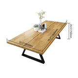 70,9 "Table à manger de ferme naturelle avec haut en bois et cadre en métal