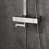 Modern Exposed Thermostastic Shower System Brushed Nickel Hand Shower & Tub Spout Brass