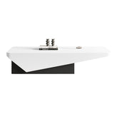 Mesa de centro de bloque de 47" blanca brillante rectangular con cajón de almacenamiento en negro