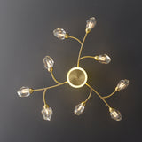 Luz de montaje semiempotrado de cristal Sputnik de 12 luces de latón para sala de estar y comedor