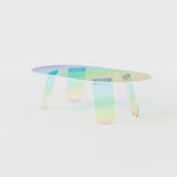 47" Modern Acrylic Oval Coffee Table in Clear Iridescent with 4 Legs