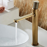 Single Hole Antique Brass Bathroom Vessel Sink Faucet Single Knob Solid Brass