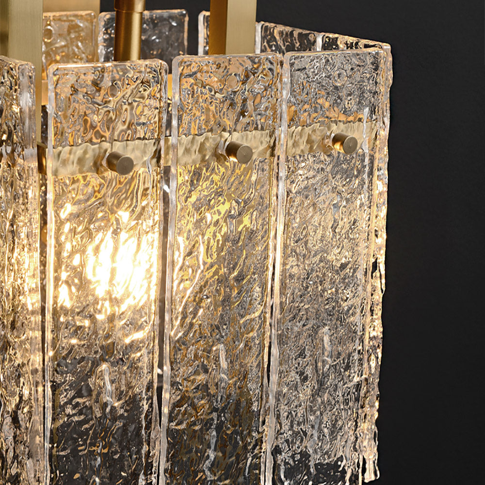 Geometric 1-Light Pendant Lighting with Water-ripple Glass Shades & Brass Finish