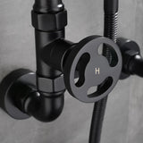 Industrial Style Wall-Mounted Shower System 2-function in Black