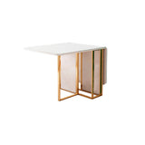 Juego de mesa de comedor blanca plegable extensible moderna de 59" con 2 sillas y cubierta de vidrio templado
