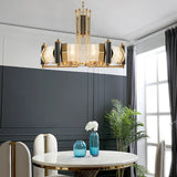 Modern Tiered Chandelier Ceiling Light with Adjustable Height in Black & Gold