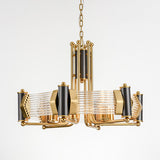 Modern Tiered Chandelier Ceiling Light with Adjustable Height in Black & Gold