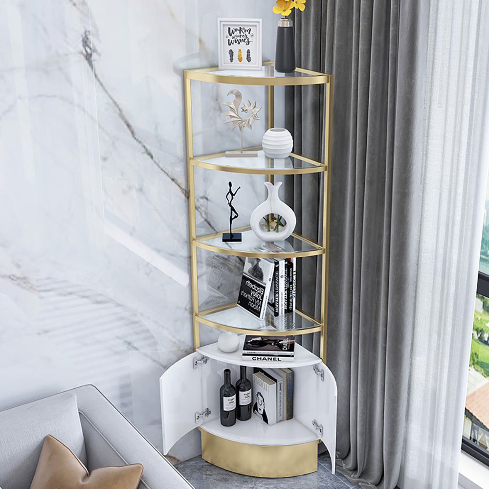 73" Nordic Display Cabinet White Corner Cabinet Tempered Glass Shelves