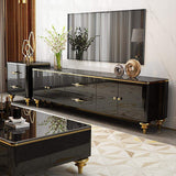 Modern Black TV Stand 4-Door 2-Drawer Luxurious Media Console-Richsoul-Furniture,Living Room Furniture,TV Stands