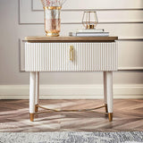 Moderner weißer Nachttisch Moderner Nachttisch aus Holz mit Schublade in Gold