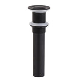 Modern Solid Brass Pop Up Drain without Overflow for Bathroom Sink in Matte Black