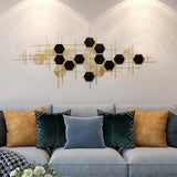 Modern Geometric Metal Wall Decor Art Hexagon Shape in Gold & Black