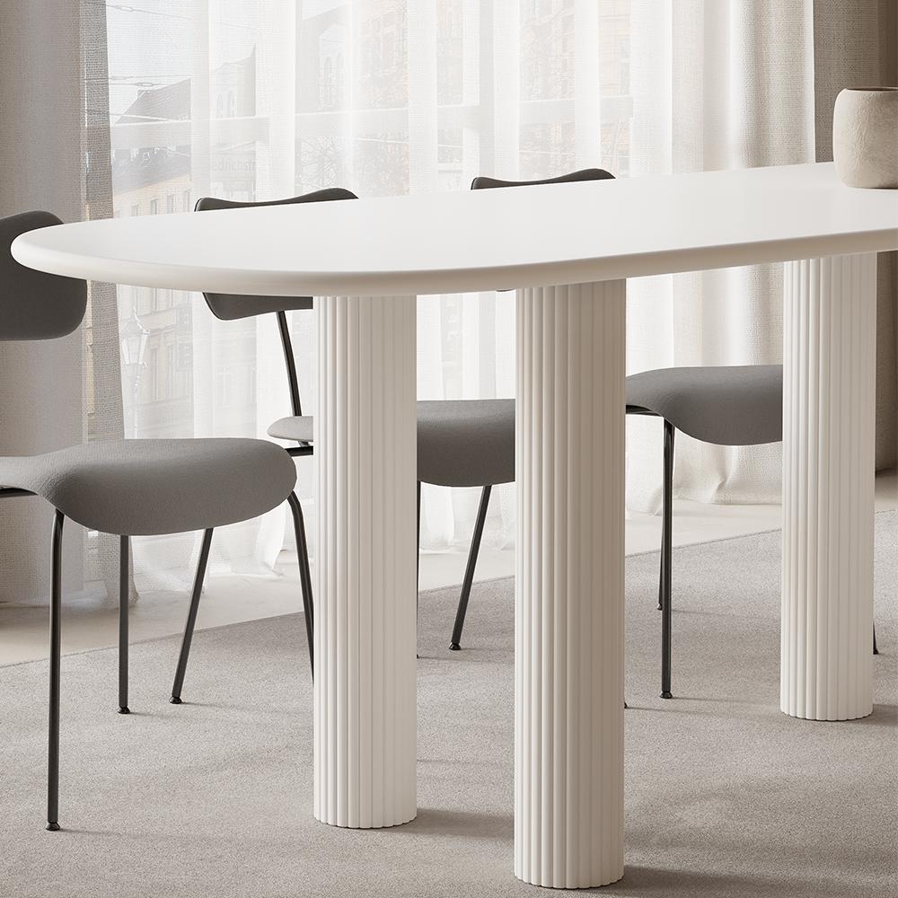 71" Oval White Dining Table 4 Pedestals 8 Seater Dining Room Table