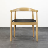 Chaise de salle à manger arrière courbe moderne fauteuil en bois en cuir rembourré
