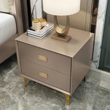 Modern Champagne Nightstand 2 -Drawer Bedside Table in Gold Finish