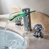 Morga - Grifo para lavabo con cascada iluminada con LED para baño con manijas de cristal