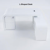 L-shaped Modern Executive Desk with Ample Storages Right Hand in White