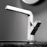 Black Modern Single Hole Bathroom Sink Faucet Dual Function Pull-Out Spray Faucet