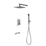Dree LED Brushed Nickel Shower Set 10" with Hand Shower & Tub Spout Shower Combo Set