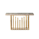 59.1" Modern Marble Console Table Narrow Entryway Table with Gold Stainless Steel Base