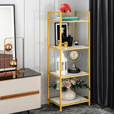 Modern Bathroom Freestanding Storage Shelving in Gold & White