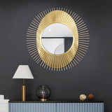 فاخرة الإبداعية Sunburst الذهبية الجدار المعدني مرآة ديكور المنزل
