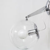 クリアガラスボールシェードとクローム仕上げのバブルウォール燭台