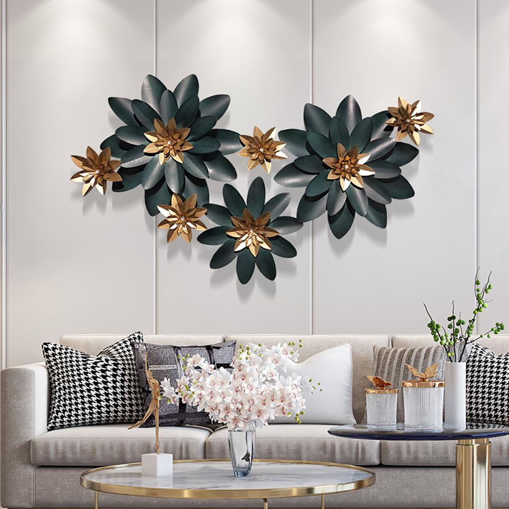 Luxury Lotus Flowers Metal Wall Decor Creative Stereoscopic Art