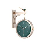 ساعة الحائط الحديثة ذات الوجهين على الوجهين الأخضر البسيط على مدار الساعة
