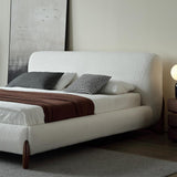Cadre de lit king size moderne boucle blanc avec tête de lit rembourrée