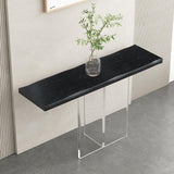 40" Black Modern Narrow Console Table Entryway Floating Pinewood Top & Acrylic Pedestal