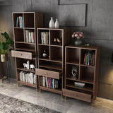 Ultic Modern Walnut Bookshelf Bookshelf مع إطار معدني ودرج