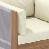 Sofa extérieur 3 pcs avec table basse ronde et chaise de corde tissée en naturel et gris