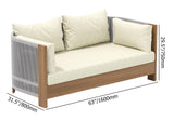 3-teiliges Outdoor-Sofa-Set mit rundem Couchtisch und Stuhl aus geflochtenem Seil in Natur und Grau