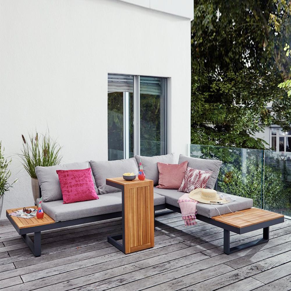  LOKATSE HOME Muebles acolchados para patio, sofá biplaza para  exteriores, 2 sillas individuales, 1 mesa auxiliar, juego de conversación  de 4 piezas, rojo : Todo lo demás