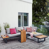 3-Pieces Sectional Outdoor Sofa Set with Cushion Back and Side Table
