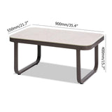 4 pièces Corde tissée Conversation en plein air avec cadre en aluminium et table en verre