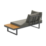 Juego de sofás seccionales de exterior de madera de aluminio de 4 piezas para 5 personas con mesa de comedor en gris