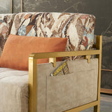 Modern King Convertible Sleeper Sofa Gold Metal Beige Upholstered Sofa Bed Pillow Included