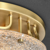 Round 6-Light Flush Mount Ceiling Light Water-ripple Glass with Brass Frame