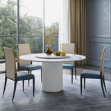 Modern White Leather & Blue Velvet Upholstered Dining Chair Side Chair