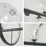 Modern Minimalist 10-Light Glass Globe Shade Kitchen Island Light in Black