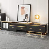 Modern TV Stand & Coffee Table Set for 100 Inch TV in Black with Drawers-Furniture,Living Room Furniture,Living Room Sets