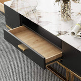 Modern TV Stand & Coffee Table Set for 100 Inch TV in Black with Drawers-Furniture,Living Room Furniture,Living Room Sets