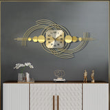 3D Modern Metal Oversized Wall Clock with Golden Geometric Frame