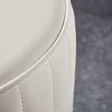 Taburete de tocador sin respaldo tapizado de cuero PU redondo blanco moderno
