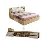 Multi-Storage Cal King Ottoman Bed with Drawers and Bookcase Headboard