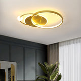 Gold LED Flush Mount Light Multi-Circle Ceiling Light with Globe
